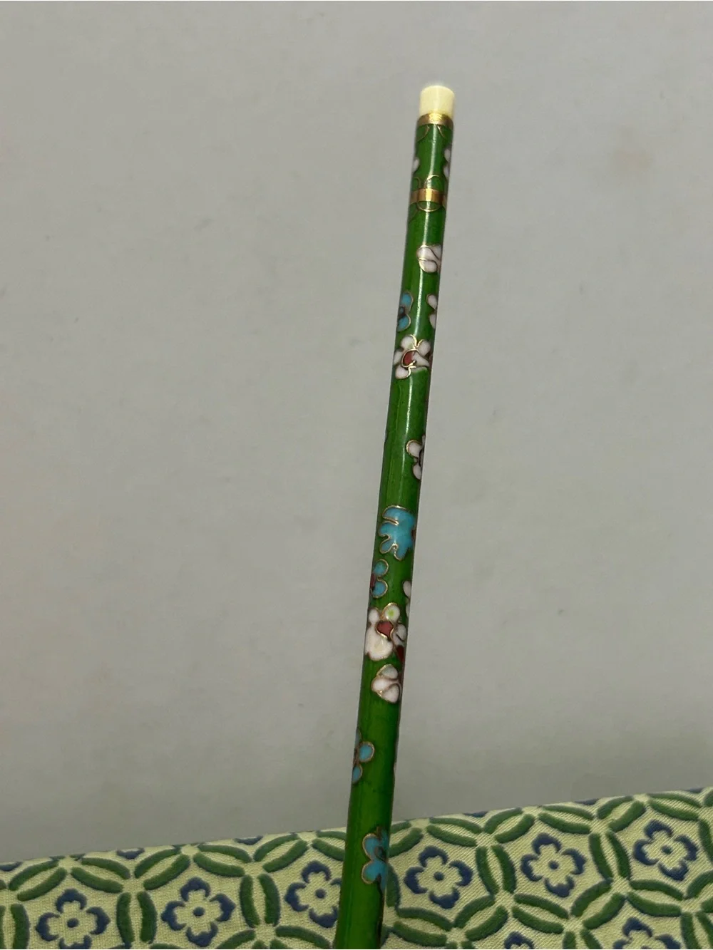 Vintage Chopstick Set Cloisonné Floral with Original Box 2 Sticks